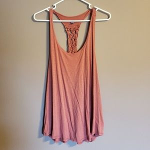 Aerie Crochet Dark Coral Racer Back Tank Top